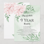 Invitation Rose rose Eucalyptus Folithe Réunion du lycée (Devant / Derrière)