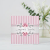 Invitation Rose rose femmes 60e fête d'anniversaire (Debout devant)