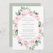 Invitation Rose rose Fête des mariées végétale (Devant / Derrière)