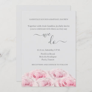 Invitation Rose Rose Fleur Gris Floral Élégant Nous faisons M