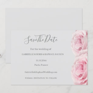 Invitation Rose Rose Fleur Gris Floral Enregistrer La Date Ma