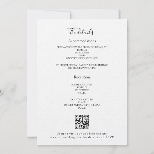 Invitation Rose rose fleuri QR détails RSVP mariage de luxe (Dos)