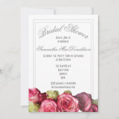 Invitation Rose rose fleurs douche nuptiale été (Devant)
