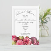 Invitation Rose rose fleurs douche nuptiale été (Debout devant)