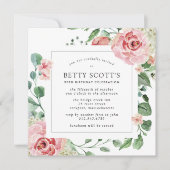 Invitation Rose rose Floral Botanique 90e fête d'anniversaire (Devant)