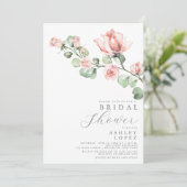 Invitation Rose rose Floral Élégant Fête des mariées minimale (Debout devant)