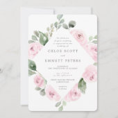 Invitation Rose rose Floral Eucalyptus Mariage botanique (Devant)
