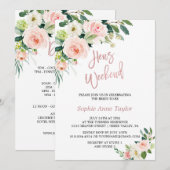 Invitation Rose rose Floral Gold Bachelorette Weekend Party (Devant / Derrière)