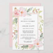 Invitation Rose Rose Floral Gold Brich Brunch Bubbly (Devant / Derrière)