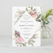 Invitation Rose Rose Floral Moderne Mariage (Debout devant)