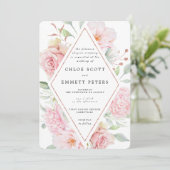Invitation Rose Rose Floral Moderne Mariage (Debout devant)
