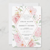 Invitation Rose Rose Floral Moderne Mariage (Devant)
