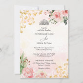Invitation Rose rose Floral musulman Mariage islamique (Devant)