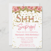 Invitation Rose rose Floral Surprise fête d'anniversaire (Devant)