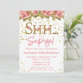 Invitation Rose rose Floral Surprise fête d'anniversaire (Debout devant)