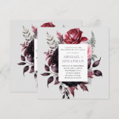 Invitation Rose rose foncé gris floral Bible Mariage chrétien (Devant / Derrière)