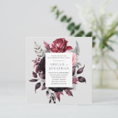 Invitation Rose rose foncé gris floral Bible Mariage chrétien (Debout devant)