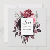 Invitation Rose rose foncé gris floral Bible Mariage chrétien (Dos)