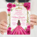 Invitation Rose rose Fuchsia et robe Charra Mis XV Anos<br><div class="desc">Rose rose Fuchsia & Robe Charra Mis XV Anos Invitation Mis Quince Anos,  15e anniversaire, </div>