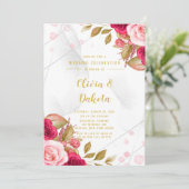 Invitation Rose rose Géométrique Encre d'alcool Élégant maria (Debout devant)