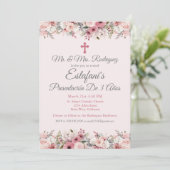 Invitation Rose Rose Girl Presentación De 3 Años (Debout devant)