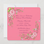 Invitation Rose Rose Girls Photo 3e fête d'anniversaire (Dos)