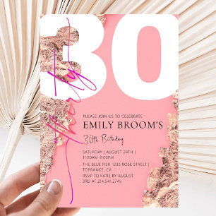 Invitation Rose Rose Gold 30e fête d'anniversaire