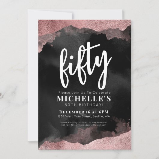 Invitation Rose Rose Gold 50e anniversaire (Devant)
