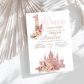 Invitation Rose Rose Gold Castle Princess 1er anniversaire