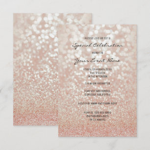 Invitation Rose Rose Gold Faux Parties scintillant Silver Min