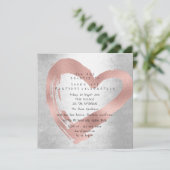 Invitation Rose Rose Gold Heart Argent fête d'anniversaire (Debout devant)