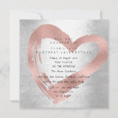Invitation Rose Rose Gold Heart Argent fête d'anniversaire (Devant)