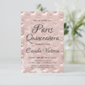 Invitation Rose Rose Gold Paris Quinceañera (Debout devant)