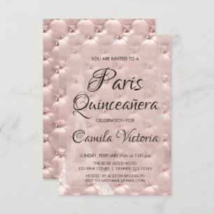 Invitation Rose Rose Gold Paris Quinceañera