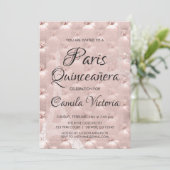 Invitation Rose Rose Gold Paris Quinceañera (Debout devant)