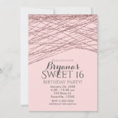 Invitation Rose Rose Gold Parties scintillant Sweet 16 Annive (Devant)