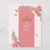 Invitation Rose Rose Gold Princess Butterfly Quinceanera (Dos)