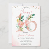 Invitation Rose Rose Gold Princesse Floral Sweet 16 Anniversa (Devant)
