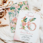 Invitation Rose Rose Gold Princesse Floral Sweet 16 Anniversa<br><div class="desc">Célébrez votre journée spéciale avec notre Rose Rose Gold Princess Floral Sweet sixteen Invitations dans les tons modernes de crème, rose, vert et blanc. L'avant des invitations est accentué avec des polices modernes dans des teintes coordonnées. Le dos est un rose d'aquarelle assorti. Customisez votre événement spécial pour créer un...</div>
