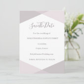 Invitation Rose rose gris blanc Hexagone Enregistrer la date (Debout devant)