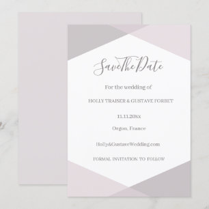Invitation Rose rose gris blanc Hexagone Enregistrer la date 