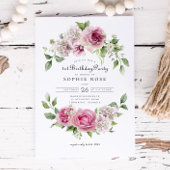 Invitation Rose rose Hydrangea Floral Arch 1er Anniversaire