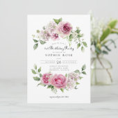 Invitation Rose rose Hydrangea Floral Arch 1er Anniversaire (Debout devant)