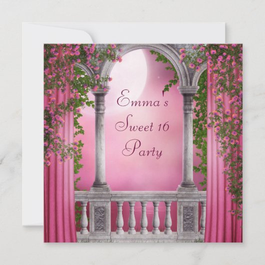 Invitation Rose Rose Jardin Rose Doux rose 16 Partie (Devant)