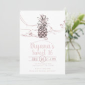 Invitation Rose rose Juicy Ananas Summer Sweet 16 Party (Debout devant)