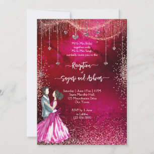 Invitation Rose rose magenta or parties scintillant mariage r