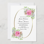 Invitation Rose rose Mariage ovale (Devant)