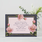 Invitation Rose Rose Marine Bleu & Or Moderne Sweet 16 Partie (Debout devant)