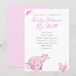 Invitation Rose rose mignonne Floral Mama Bear Cub Baby showe