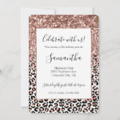 Invitation Rose Rose Noir Blanc Léopard Parties scintillant É (Devant)